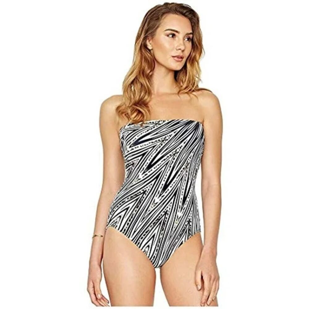 Gottex Star Leopard One Piece Bandeau Swimsuit NWT $128 Retail